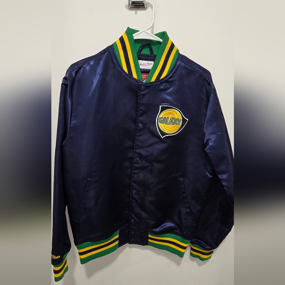 Galaxy By Harvic Navy Jacket with Vibrant Yellow Emblem